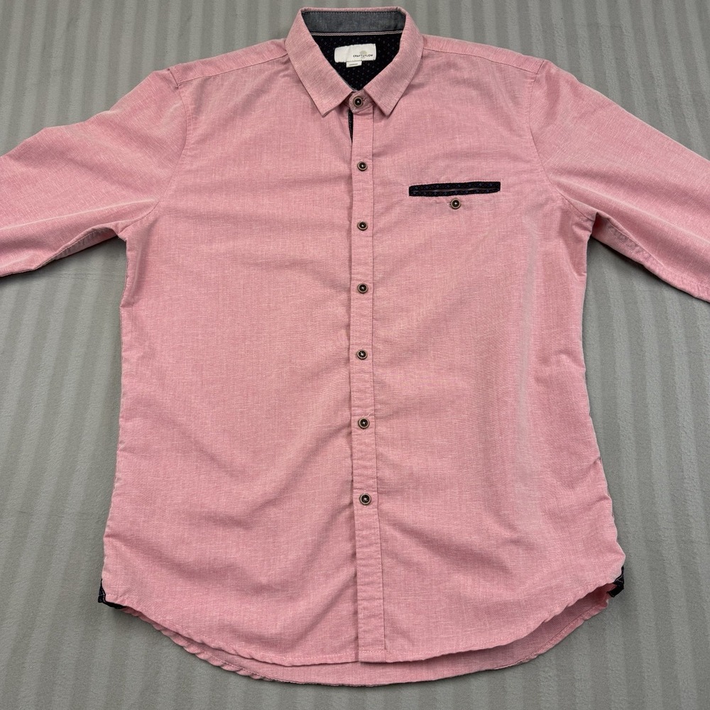 Craft + Flow Men's Long Sleeve Button-Up Shirt Size Medium‎ Pink